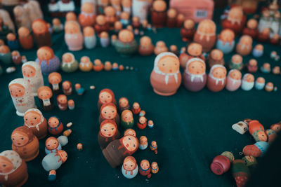 High angle view of candles on table