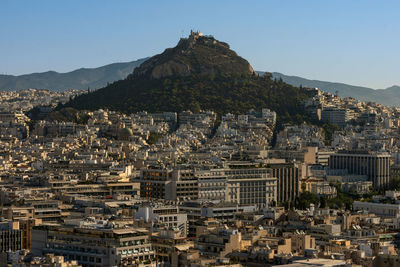 Aerial view of buildings in athens. 
