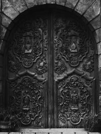 Close-up of closed wooden door