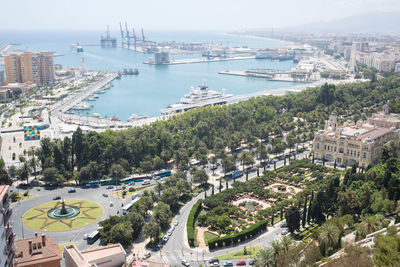 High angle view of harbor