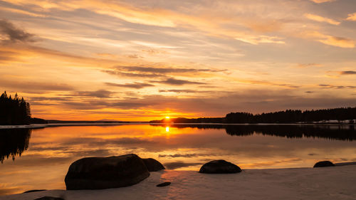 Scenic view of sea against sky during sunset