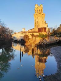 Reflection of buildings in water