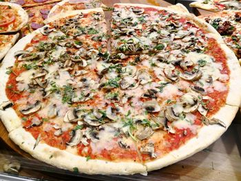 Close-up of pizza on table