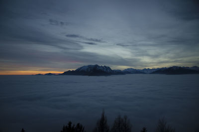 View of mountain against cloudy sky