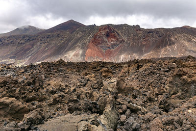 Scenic view of mountain range against sky