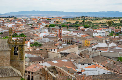 High angle view of townscape against sky