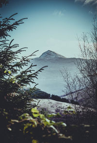 Scenic view of mountains against clear sky