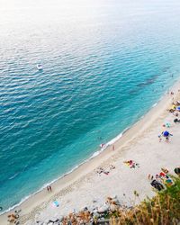 High angle view of people at beach