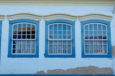 Low angle view of windows of building