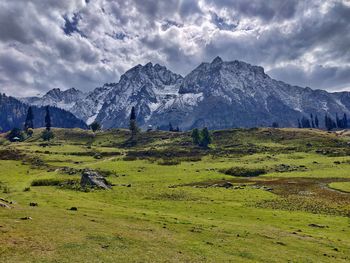 Scenic view of mountains against sky