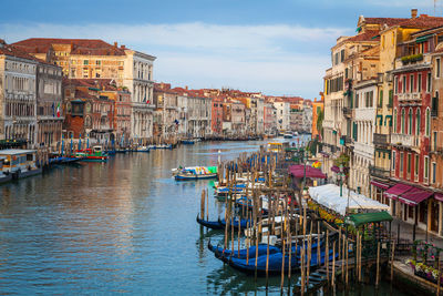 Scenic view of boats in canal