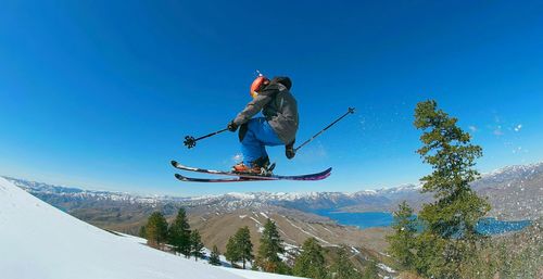 Person snowboarding in mid-air