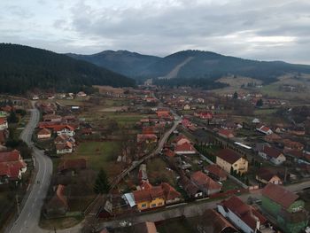 High angle view of townscape against sky