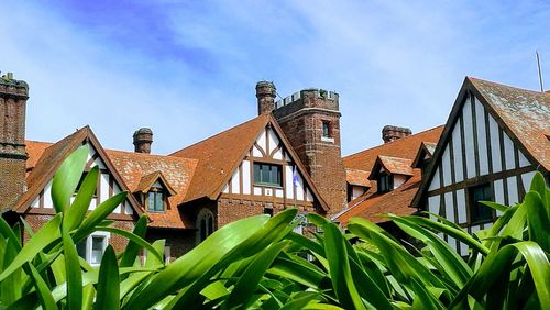 Low angle view of houses against sky