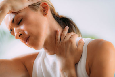 Woman with neck pain