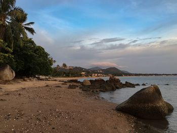 Scenic view of beach against sky