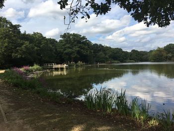 Scenic view of lake against sky