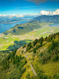 High angle view of landscape against sky