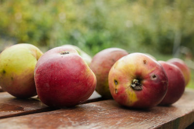 Close-up of apples on table