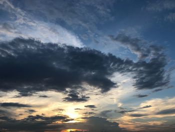 Low angle view of clouds in sky during sunset