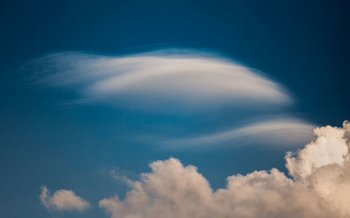 Low angle view of clouds in blue sky