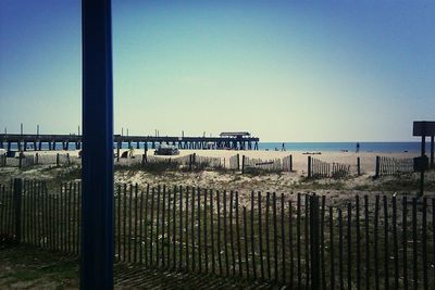 Scenic view of sea against clear sky