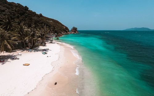 Scenic view of sea against clear sky