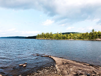 Scenic view of lake against sky