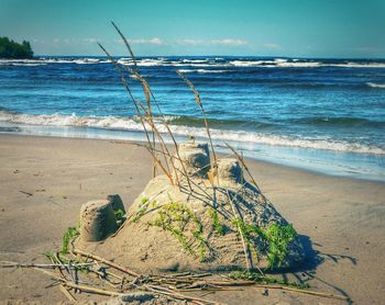 Scenic view of beach against sky