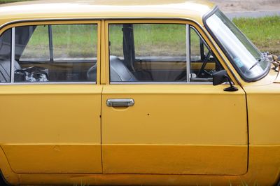 View of yellow car window