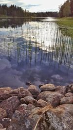 Scenic view of lake against sky