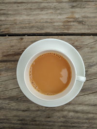 High angle view of coffee on table