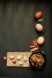 High angle view of fruits on table