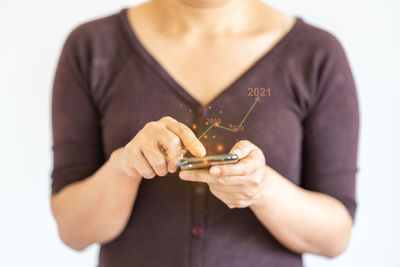 Close-up of woman holding hands