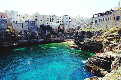 View of canal in city