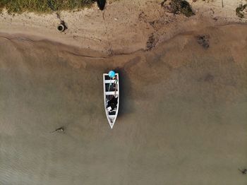 High angle view of ship in sea