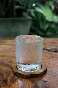 Close-up of ice tea on table