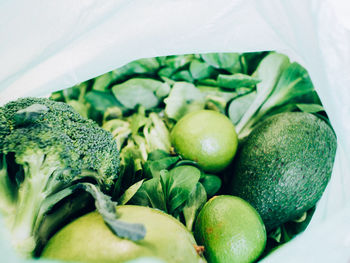 Close-up of vegetables in plastic bag