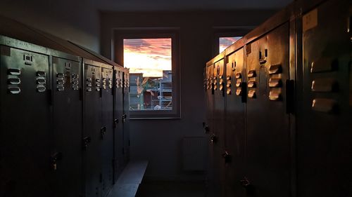 The view of the sunset through the window 