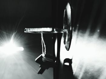 Close up of key in door