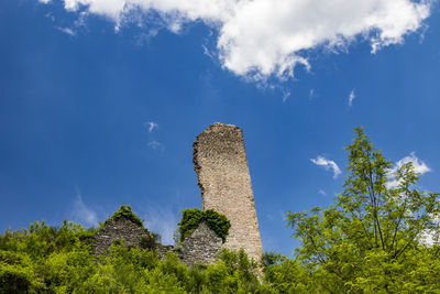 Low angle view of fort against blue sky