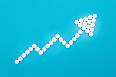 High angle view of blue paper