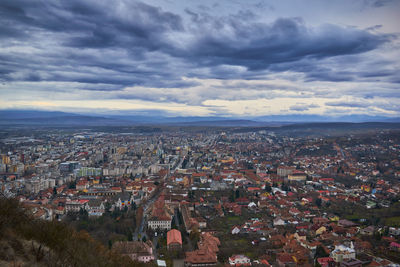 High angle view of townscape against sky