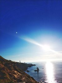 Scenic view of sea against clear sky at sunset