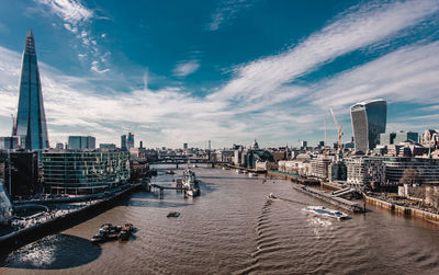 Panoramic view of city buildings against sky