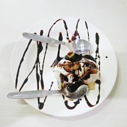 Close-up of meat in plate on table