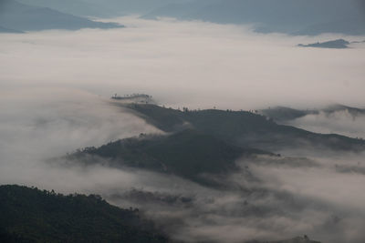 High angle view of mountains against sky