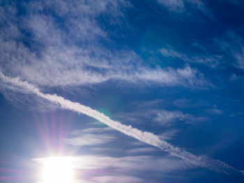 Low angle view of vapor trail in sky
