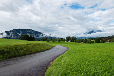 Beautiful mountains landscape in switzerland alps. winding road