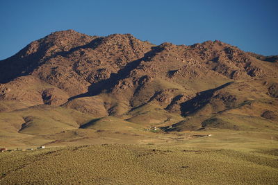 Scenic view of desert against clear sky